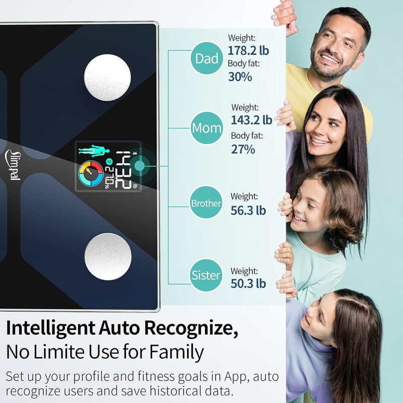 Slimpal شريط قياس الدهون في الجسم وميزان ذكي لوزن الجسم والدهون مع تطبيق ميزان الحمام الرقمي لفقدان الوزن وتحليل تكوين الجسم ومحيط الجسم - Image 5